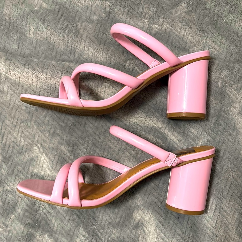 Modern Pink Block Heel Mules